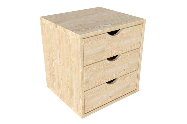 Block 3 cassetti in legno massello, Colore: Legno Grezzo