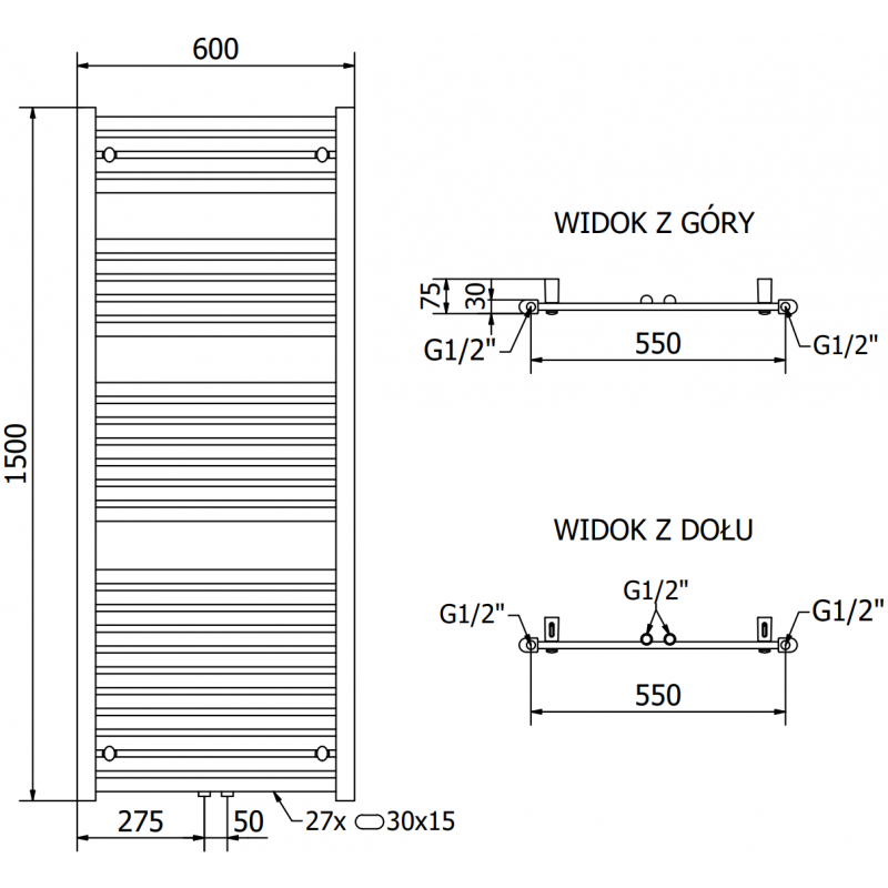 Mexen Hades grzejnik elektryczny 1500 x 600 mm, 900 W, czarny - W104-1500-600-2900-70 - 6