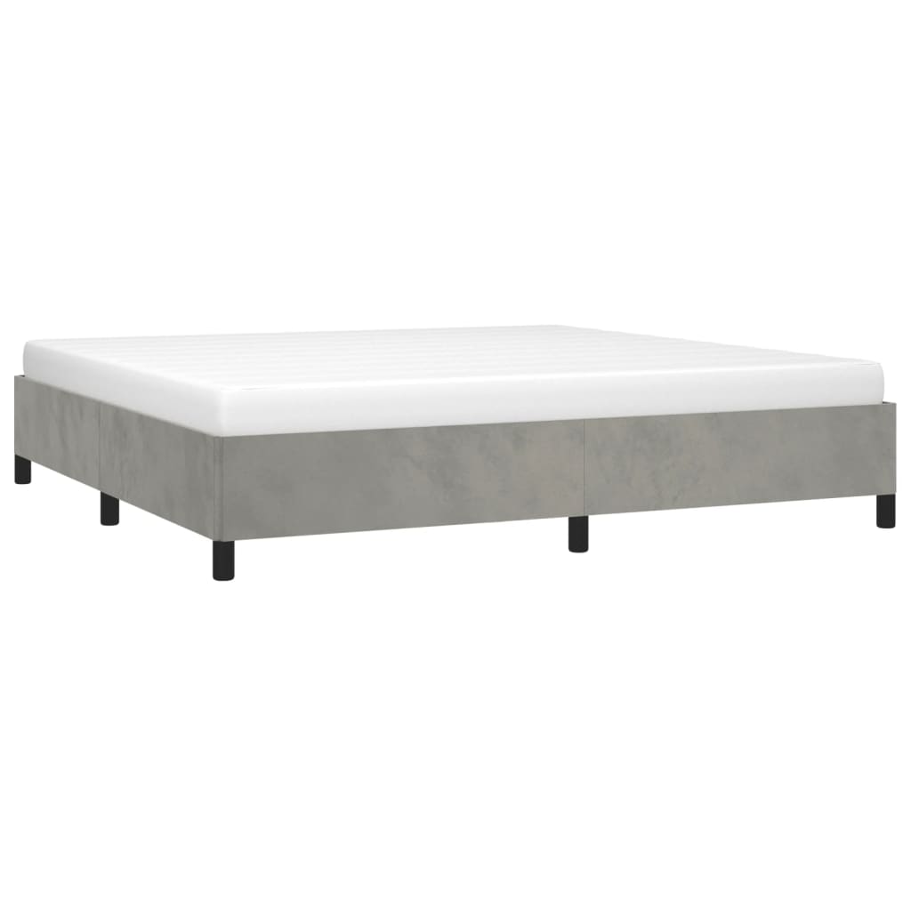 Cadre de lit sans matelas gris clair 200x200 cm velours - 3
