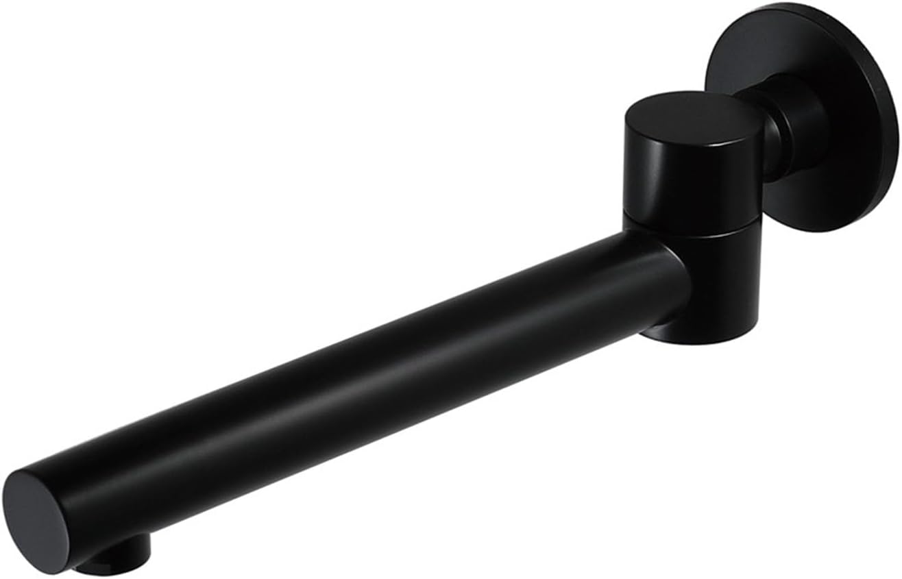 Mosiężna bateria łazienkowa ścienna z obrotową wylewką wannową (czarna)