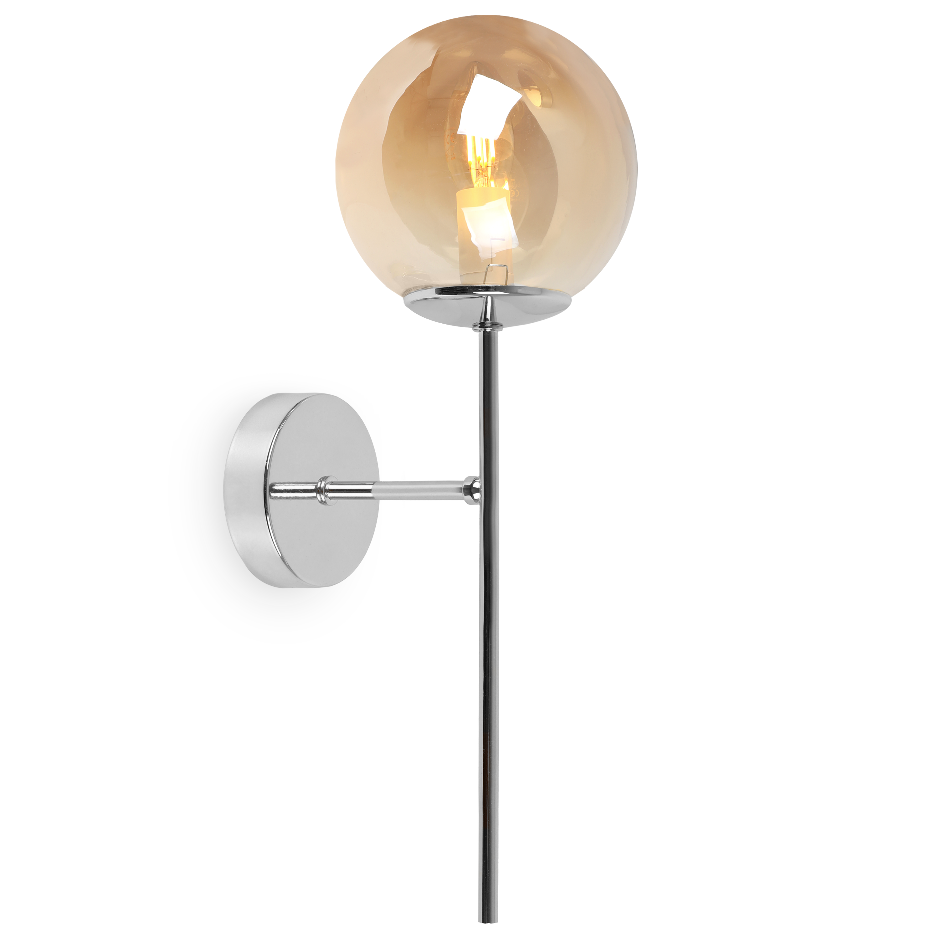 Lampa kinkiet ścienny srebrny Siena loft 1xE14 klosz kula szklana miodowa Light Home LH