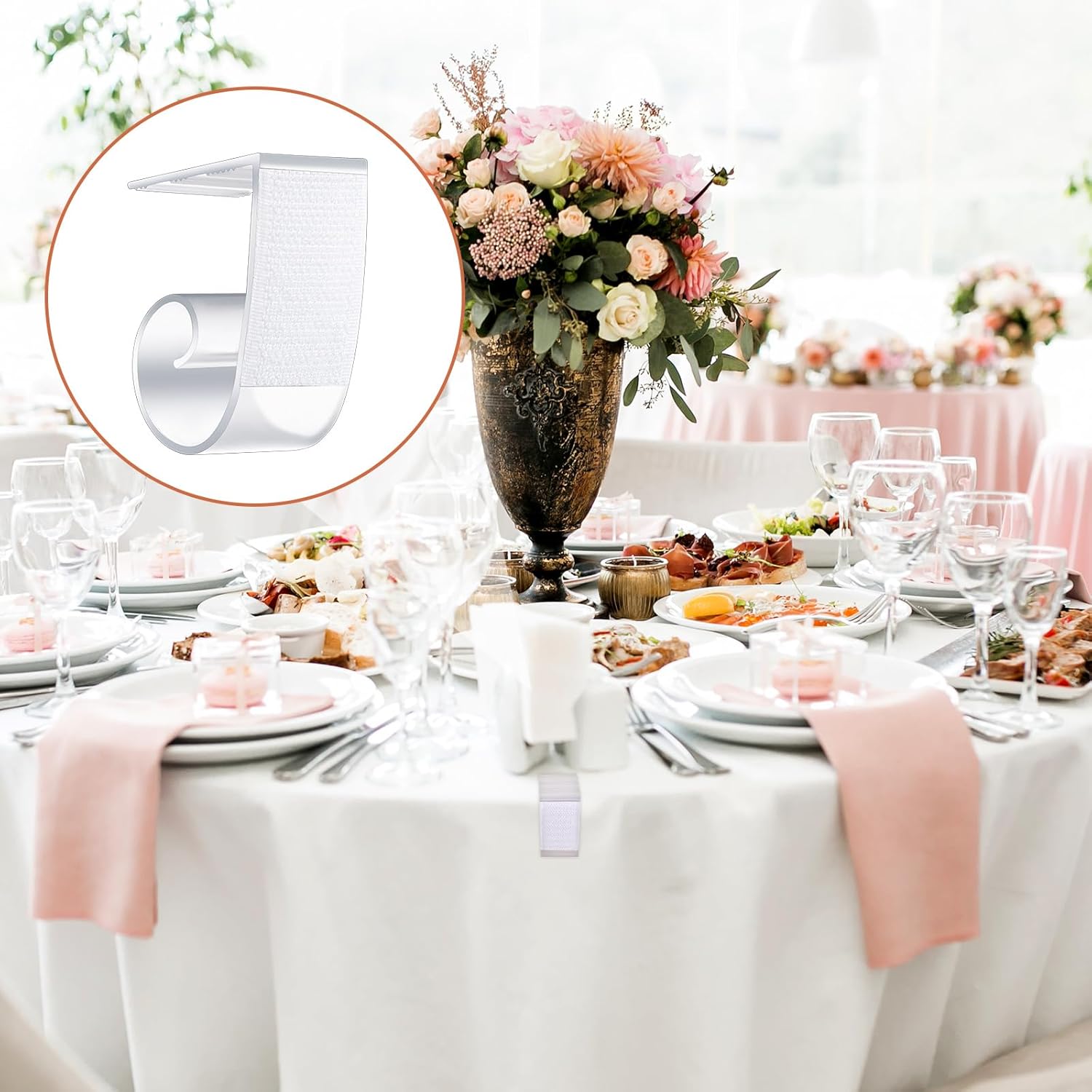 Lot De 8 Pinces à Nappe En Plastique Blanc Pour Nappes D'extérieur - Pinces à Ressort Réglables