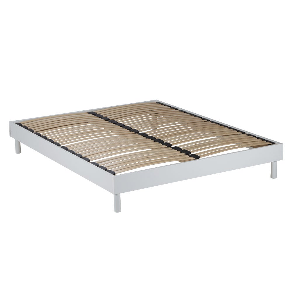 Sommier 120 x 190 cm à lattes en bois - Renfort lombaire - 7 Pieds – Résistant, stable et