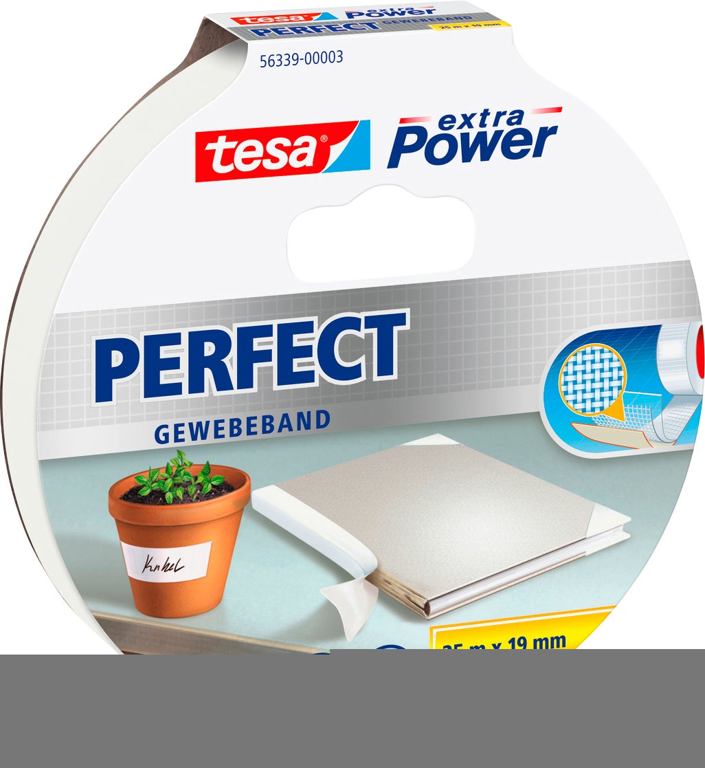 Tesa 56339 Extra Power Perfect Ruban Adhésif Noir Ultra Résistant 25m X 19mm