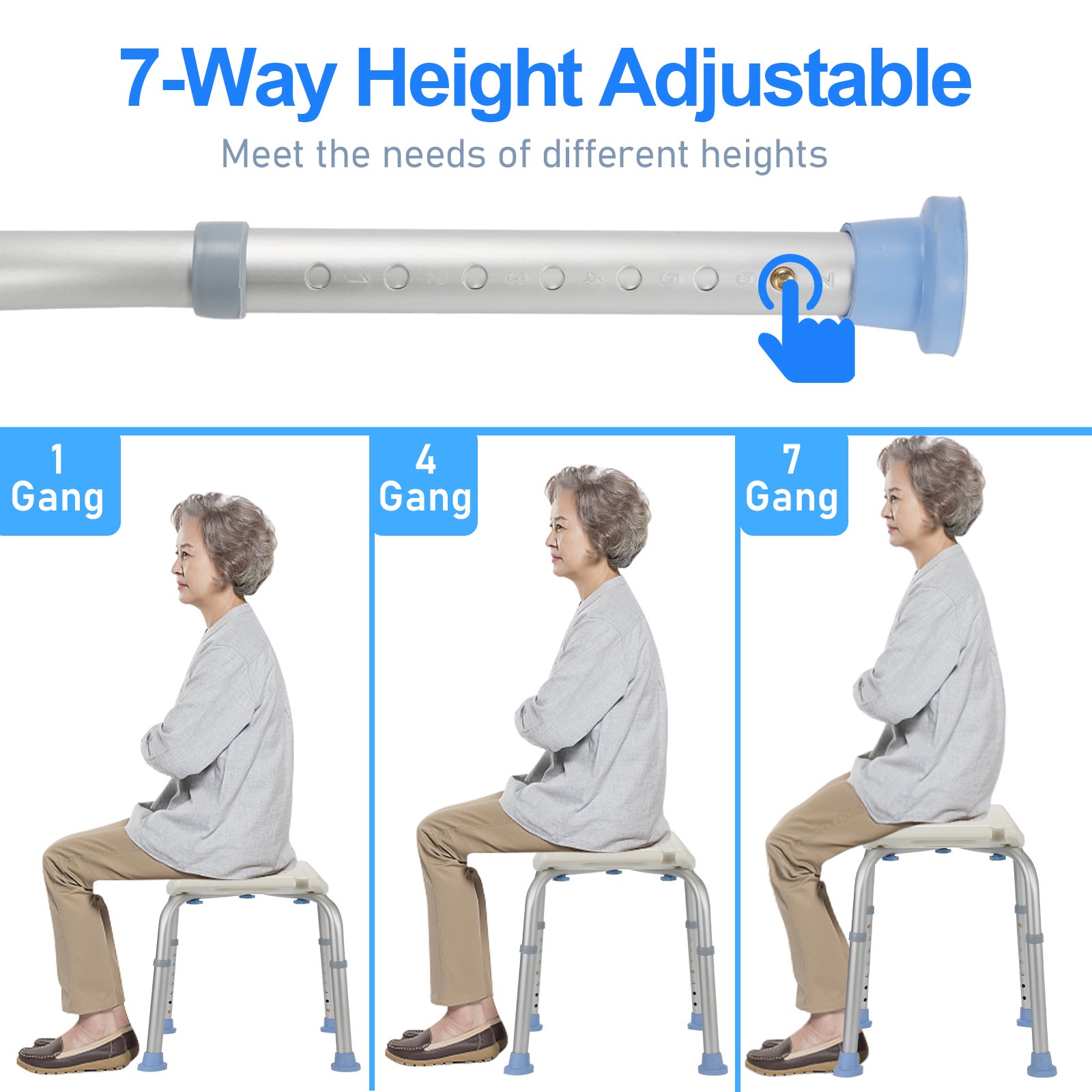 Siège de Douche Tabouret de Douche à Hauteur réglable - blanc - 4