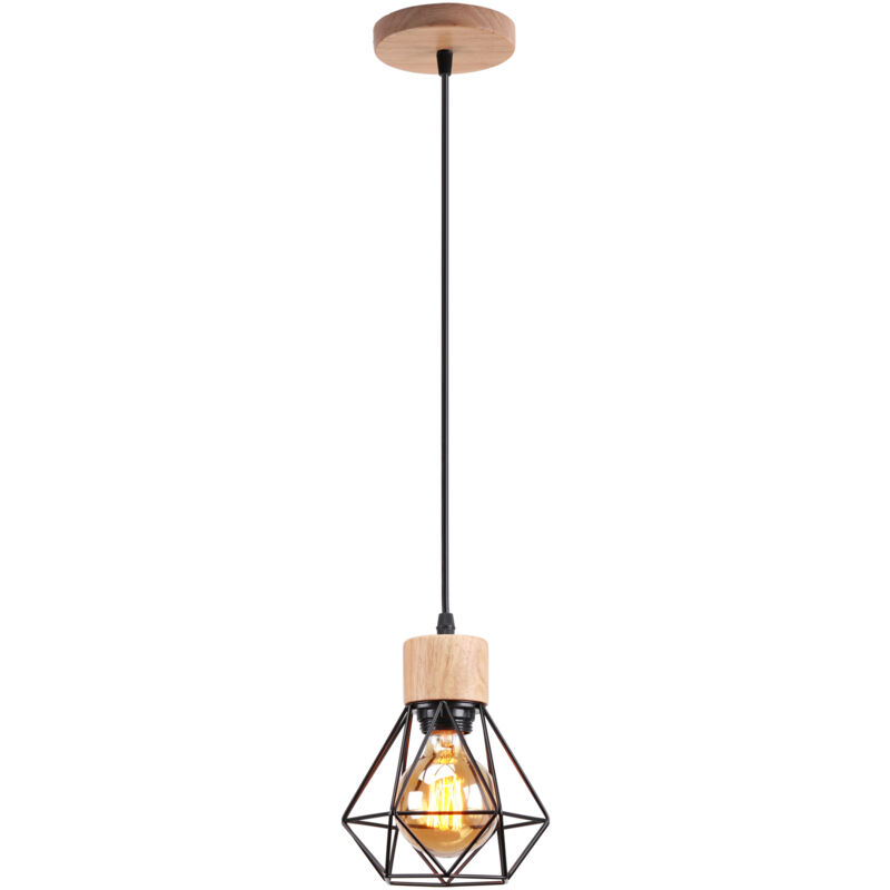 Lampa wisząca w stylu industrialnym, metalowa klatka sufitowa, vintage, lampa wisząca z ciepłą żarówką, regulowana długość przewodu