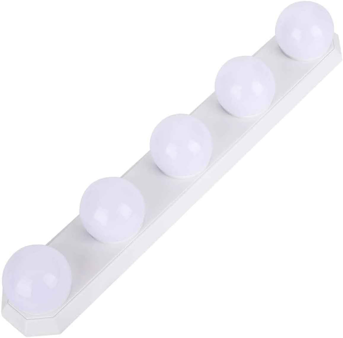 Lampa LED do lusterka kosmetycznego, USB, ściemnialna, 3 kolory, z 5 żarówkami i kablem USB, do majsterkowania