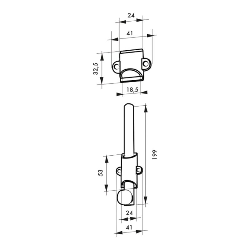 Verrou à plaquer à coulisse - Hauteur : 150 mm - THIRARD - 2