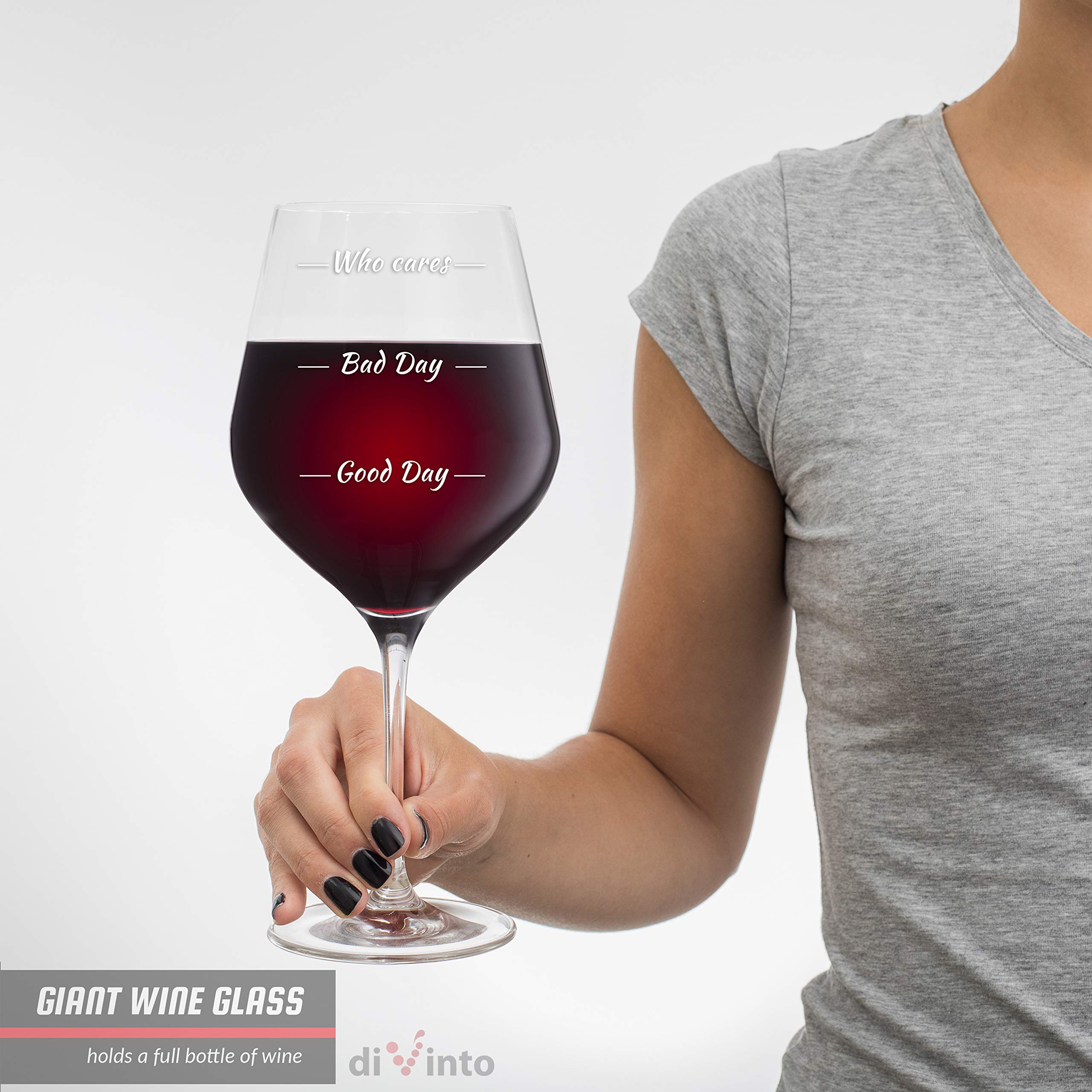 Bicchiere Da Vino/whisky Umoristico - Scritta 'Good Day Bad Day Don't Ask', In Tubo Regalo