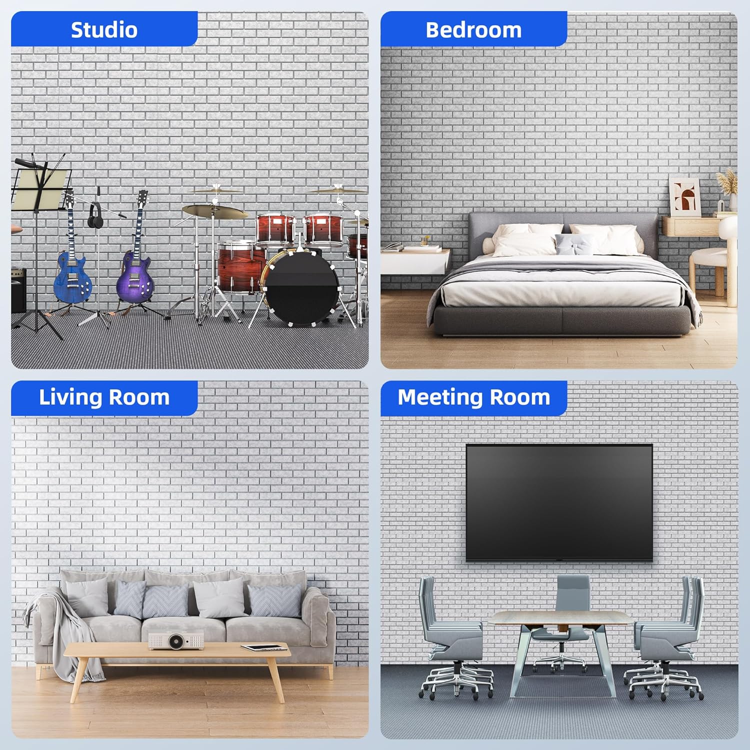 12 Paneles AcúSticos Adhesivos 3d, Efecto Reductor De Ruido, 30x30cm, Aptos Para Hogares Y Estudios, Pegatinas Decorativas Para Pared - Gris - 4
