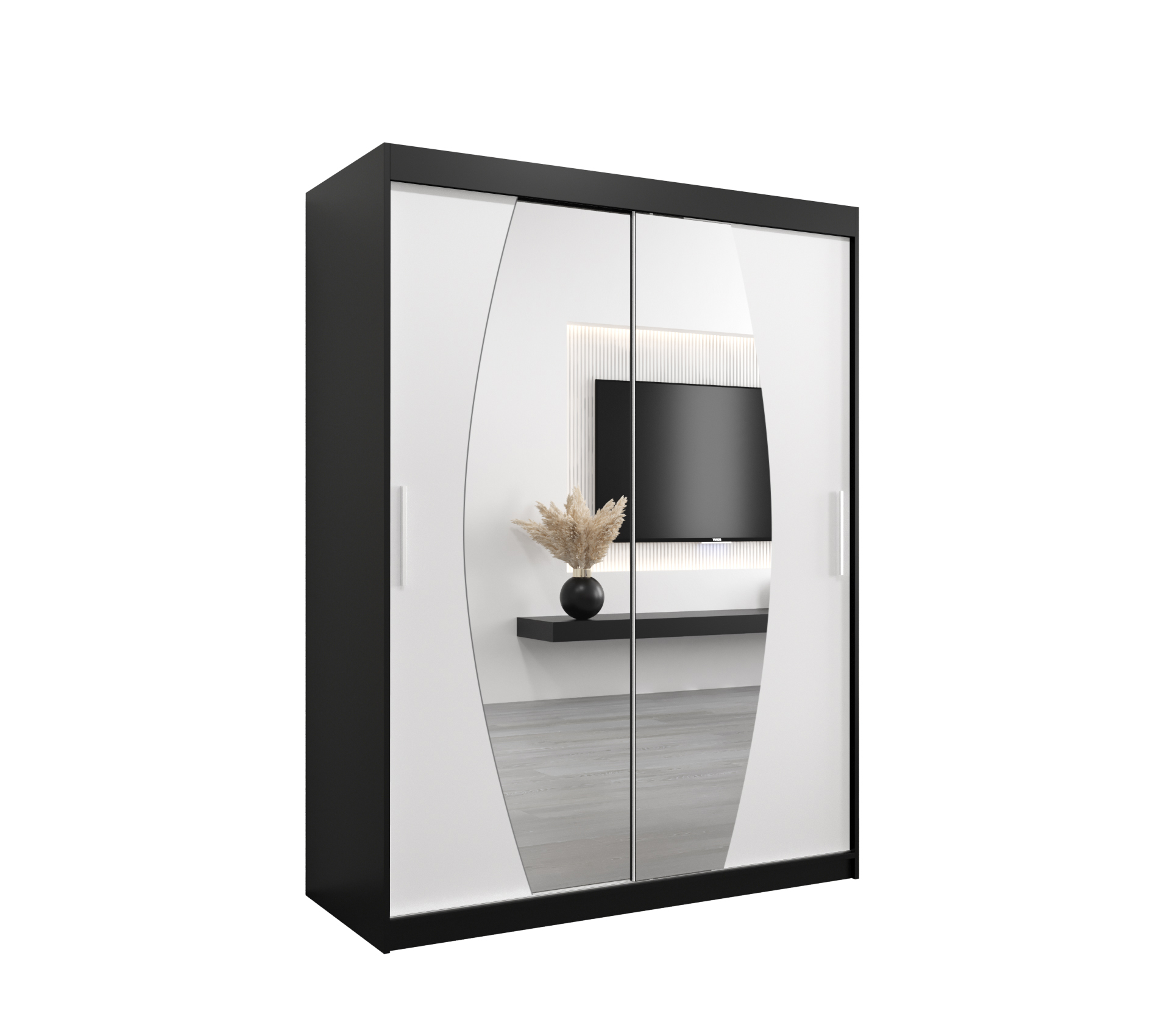 Szafa przesuwna garderoba ELYPSE 150 x 62 x 200 cm Czarny + Biały - Abiks Meble