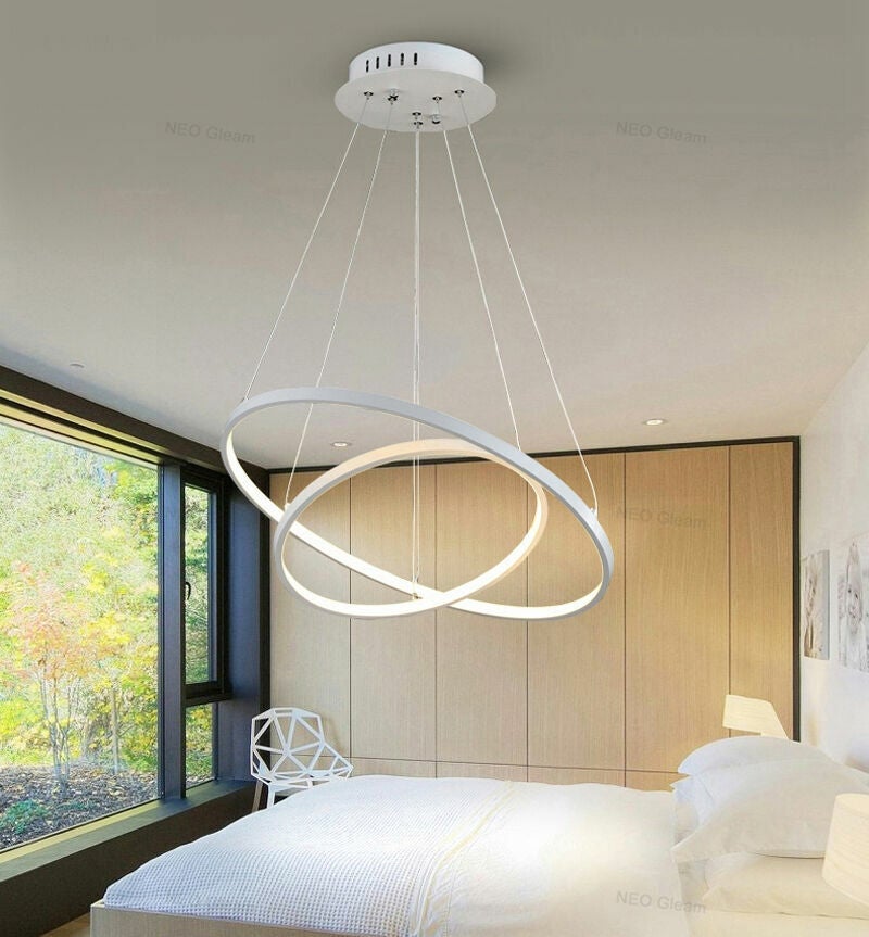 Maka lampadario Lampada da cucina soggiorno ristorante a sospensione bianco da soffitto anelli sospesi led moderno luce 48w Luce Naturale 4000K - 3
