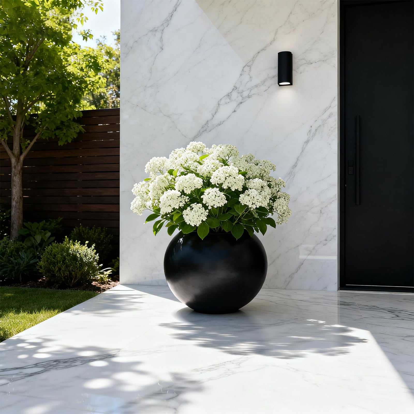 LOLLANDA Pot de fleurs sphérique, imitation bonsaï vert pour balcon, plante décorative en pot, ne convient pas à la plantation (30*24 cm) - 3