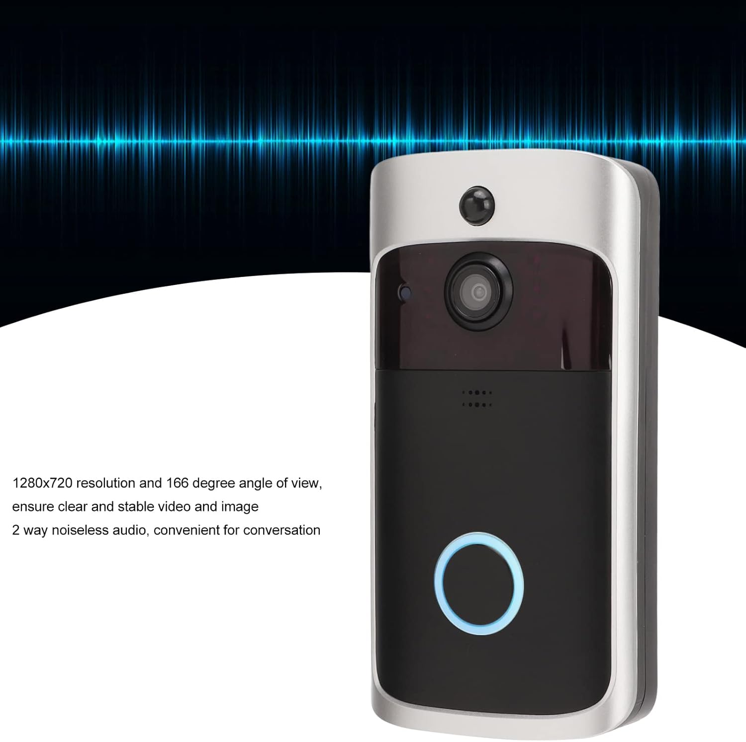 Sonnette de Porte Vidéo, Sonnette Vidéo Ring, Caméra Intelligente WiFi 720P Vision Nocturne Interphone Visuel à Distance pour la Maison - 3
