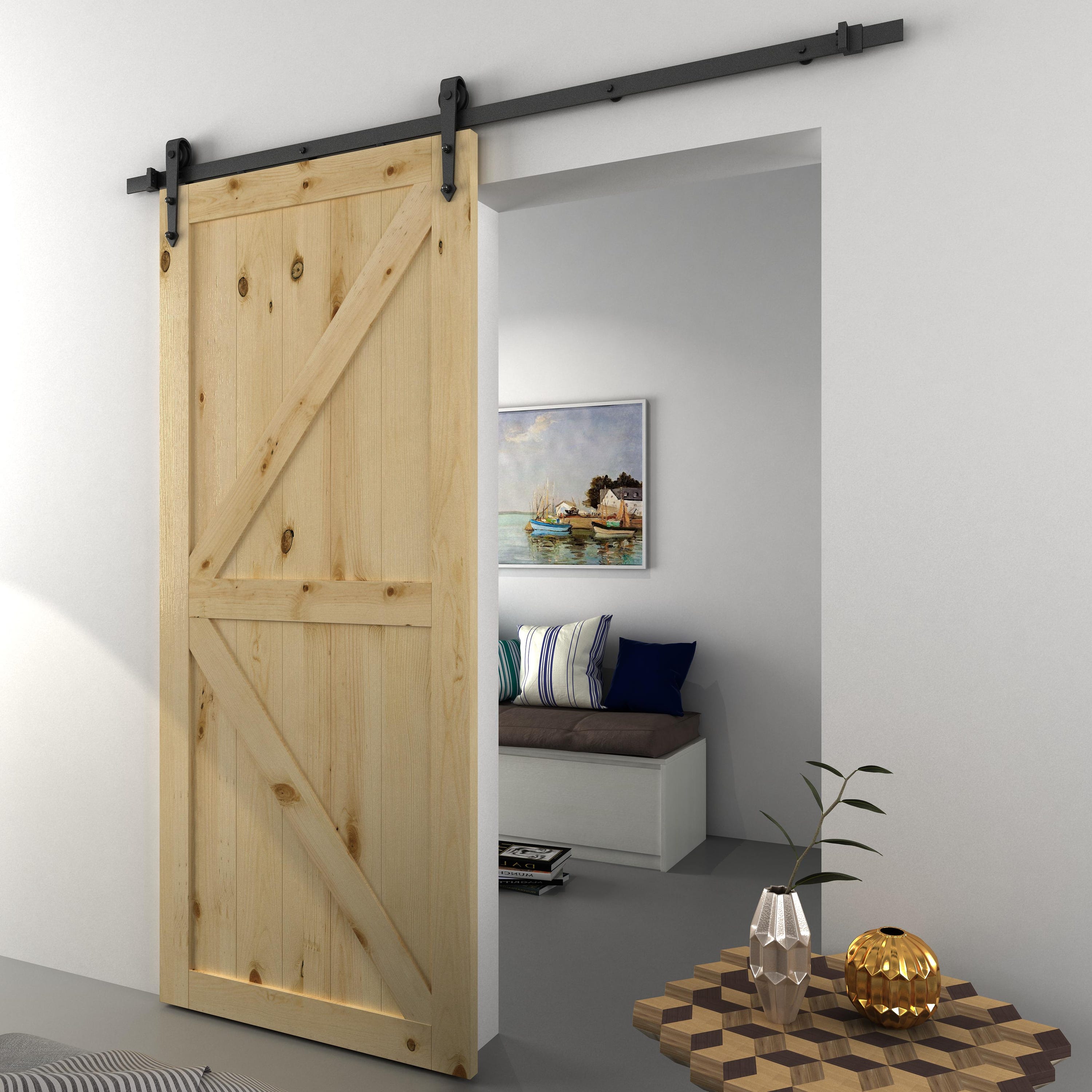 Rotulle Kit pour Porta Scorrevole en Style Rustico avec Binario 200cm et ...