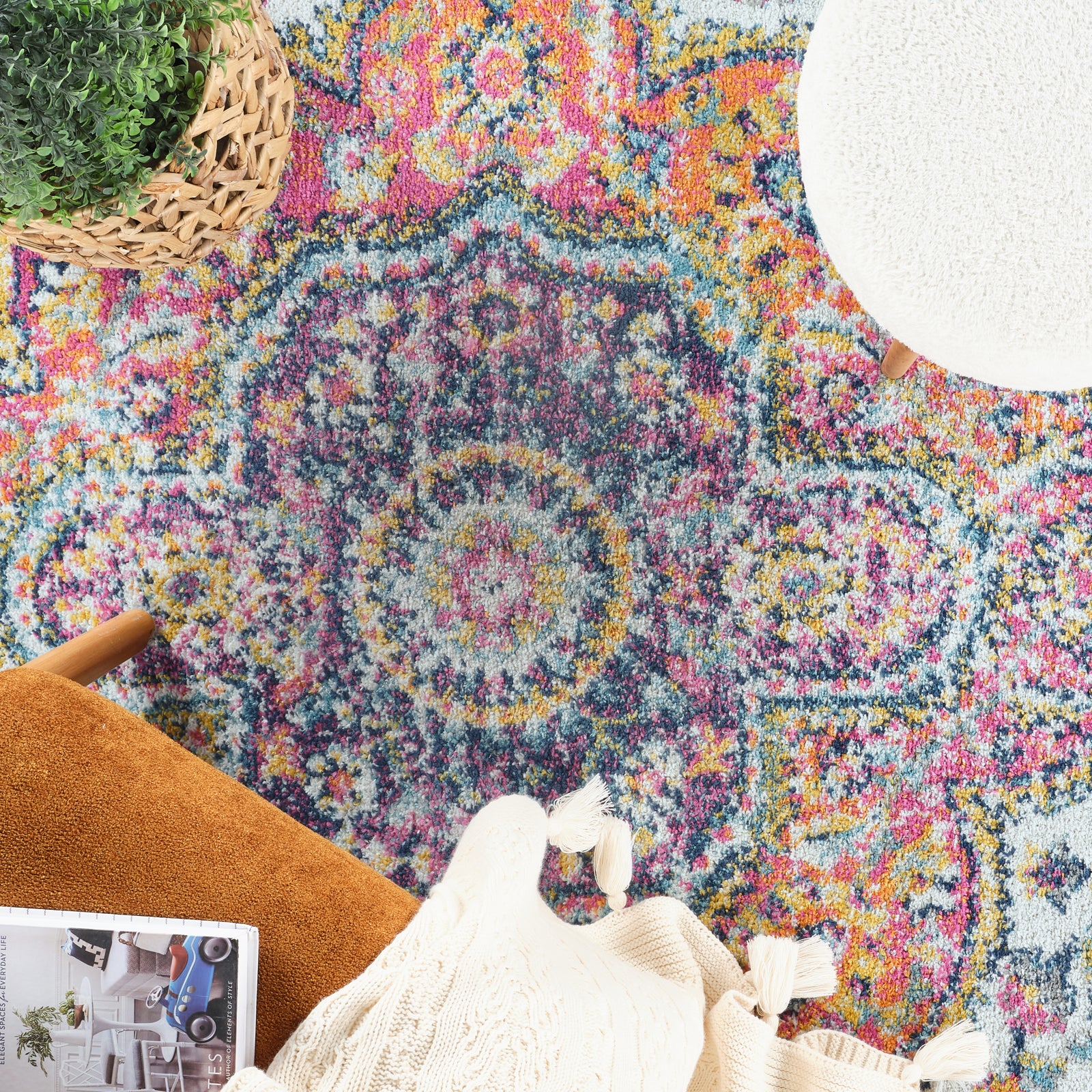 LIVABLISS Tapis Vintage Oriental Multicolore/Rose 120x170 cm Julia - 7
