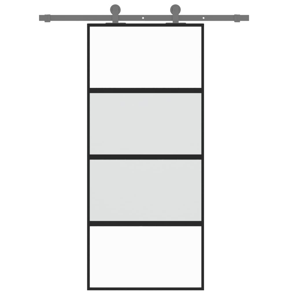 Puerta corredera | Puerta de la cocina vidrio templado y aluminio negra 90x205 cm CFW31221 - 3