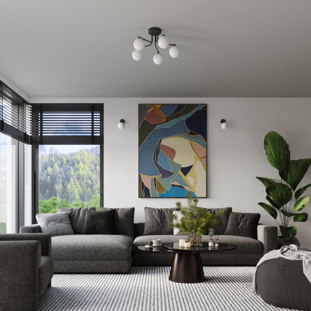 Żyrandol BEALY 5 czarny LED 4000K - 58x64x29cm Sollux - 4