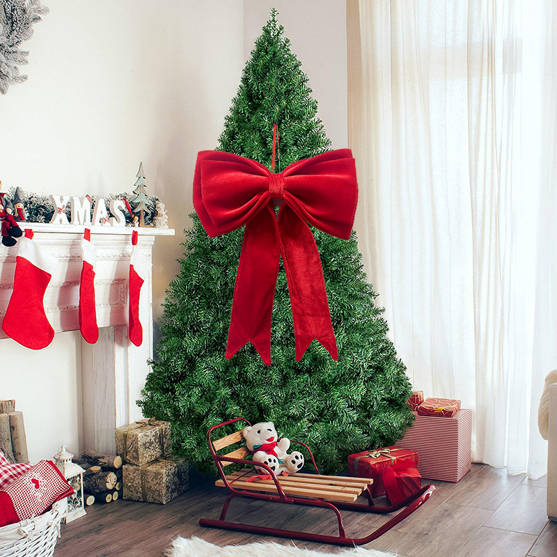 Enfeite de Laço de Natal, Decoração de Natal, Laço grande em veludo para decoração de árvores de Natal, casamentos, festas de fim de ano, 63 x 48 cm - 2