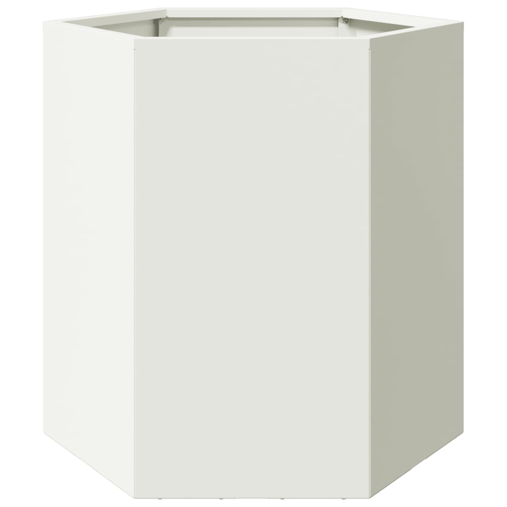 Maison Exclusive - Jardinera hexagonal acero blanco 46x40x45 cm - 6