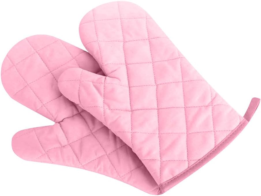 Rękawice kuchenne odporne na ciepło, grube, odporne na ciepło, 1 para, różowe