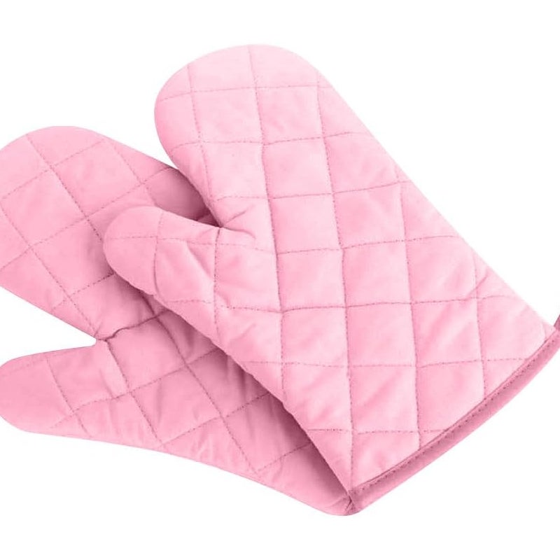 Rękawice kuchenne odporne na ciepło, grube, odporne na ciepło, 1 para, różowe