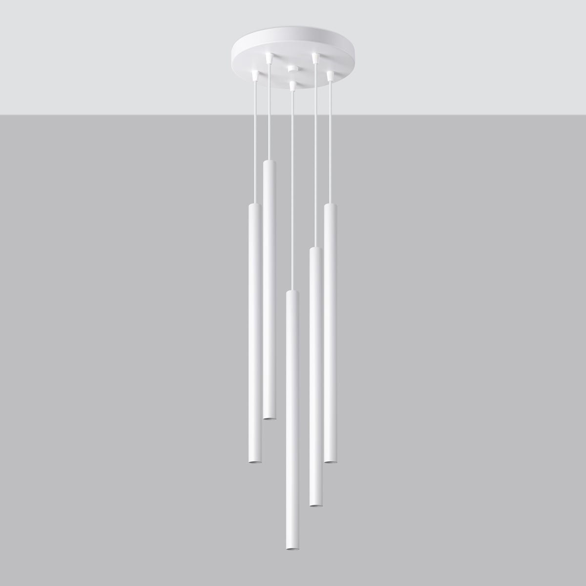Lampa wisząca BRILL 5P biała LED 4000K - 25x25x110cm Sollux