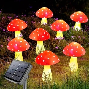Luci solari a forma di fungo da giardino, a energia solare, per decorazione esterna, luci da giardino a energia solare, 8 modalità di illuminazione