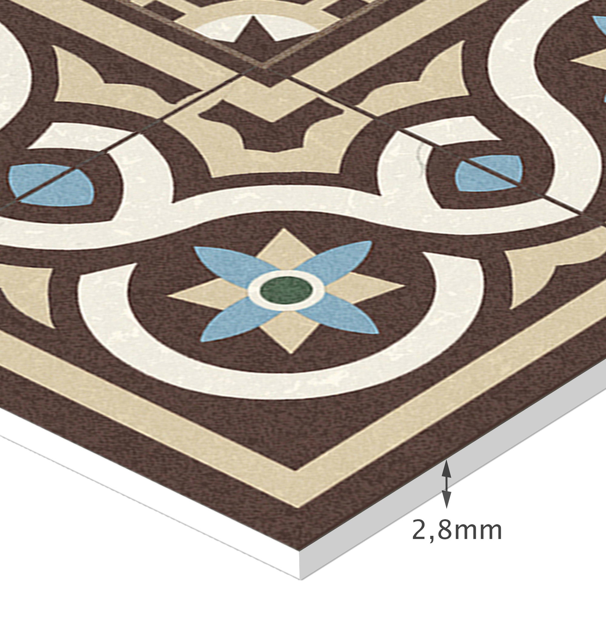 Tapis antidérapant en vinyle Diva 80x300 cm - PVC imprimé, lavable, ignifuge, pour le salon et la cuisine - 3