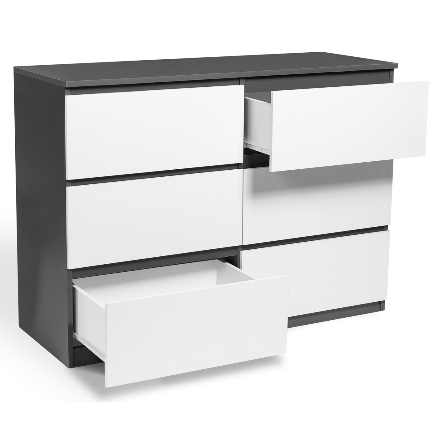Commode 6 tiroirs TOMI 110 cm bois gris et blanc - 4