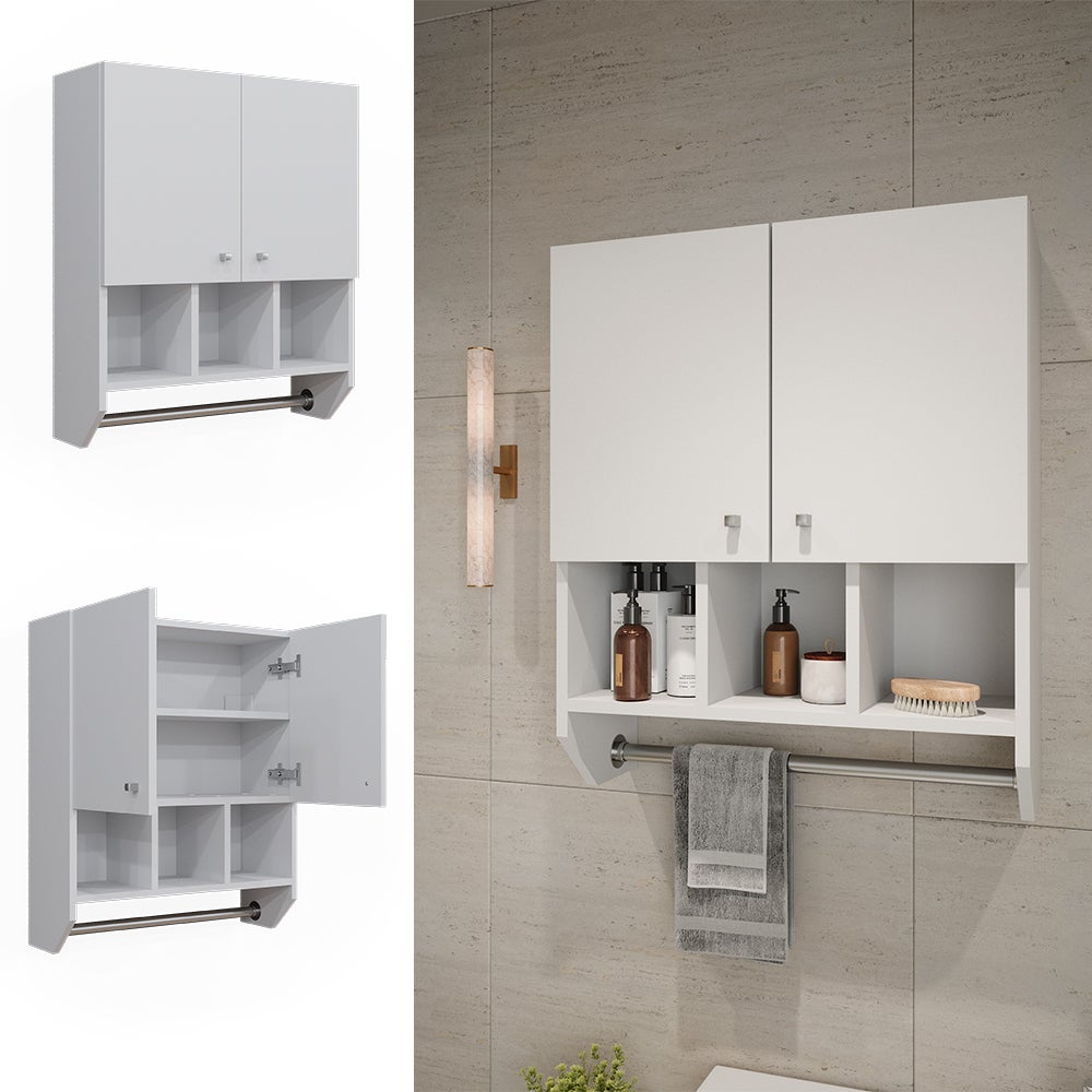 Armoire Haute VICCO FYNN 8 Compartiments - Salle De Bain Moderne Goldkraft/Anthracite