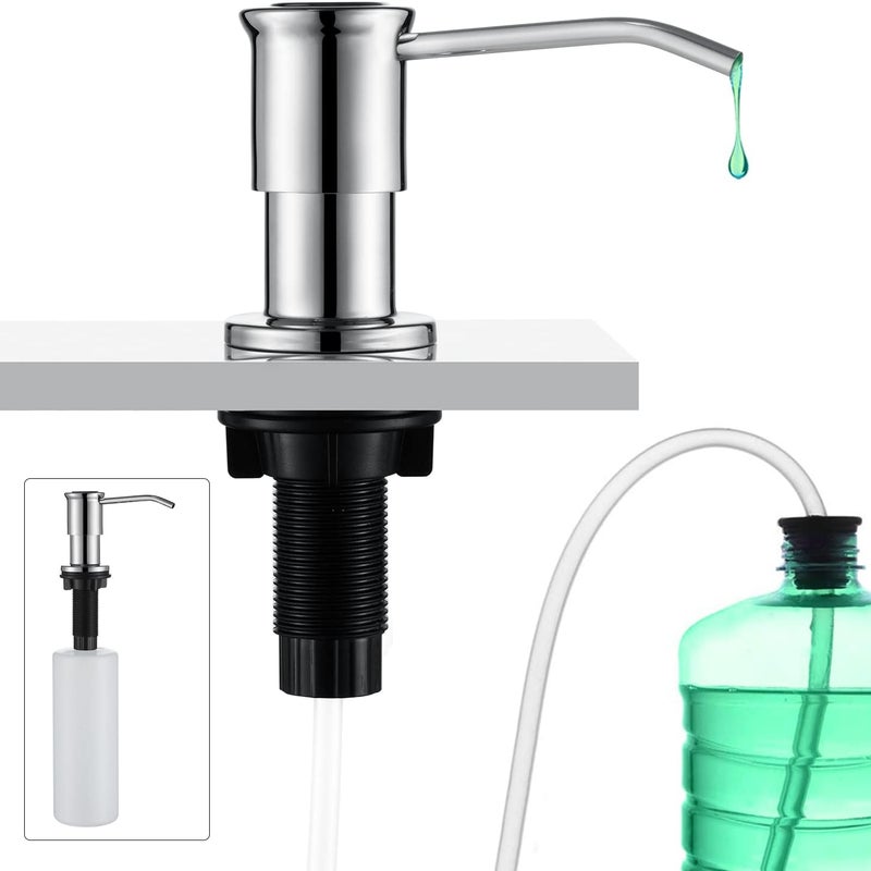 Chromowany wpuszczany dozownik do mydła dozownik do mydła do zlewu kuchennego wpuszczany dozownik do mydła z butelką o pojemności ml i przedłużką