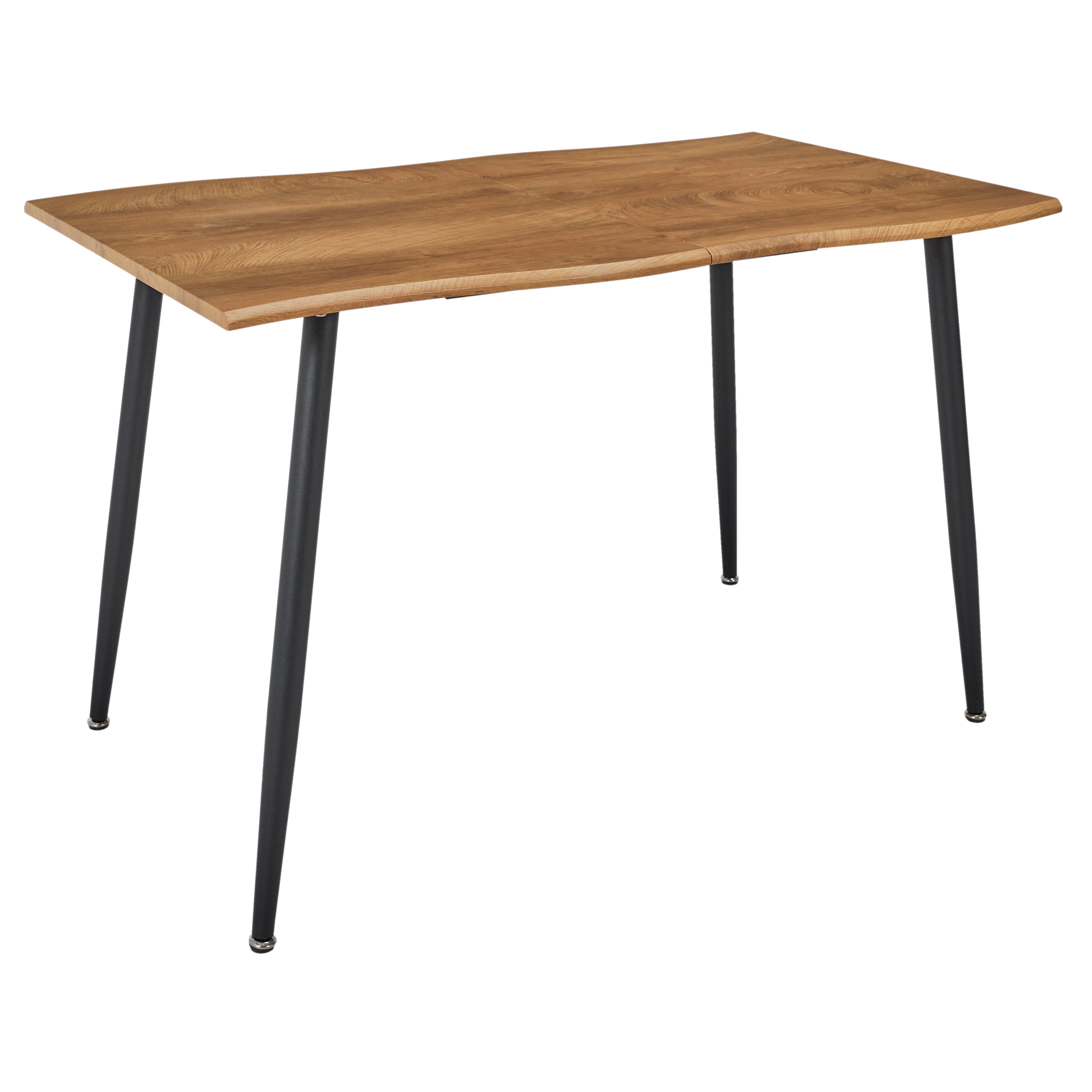 Table - Home Deco Factory - Abbott - Extensible - Bois Naturel Effet Chêne - Marron Et Noir - 3