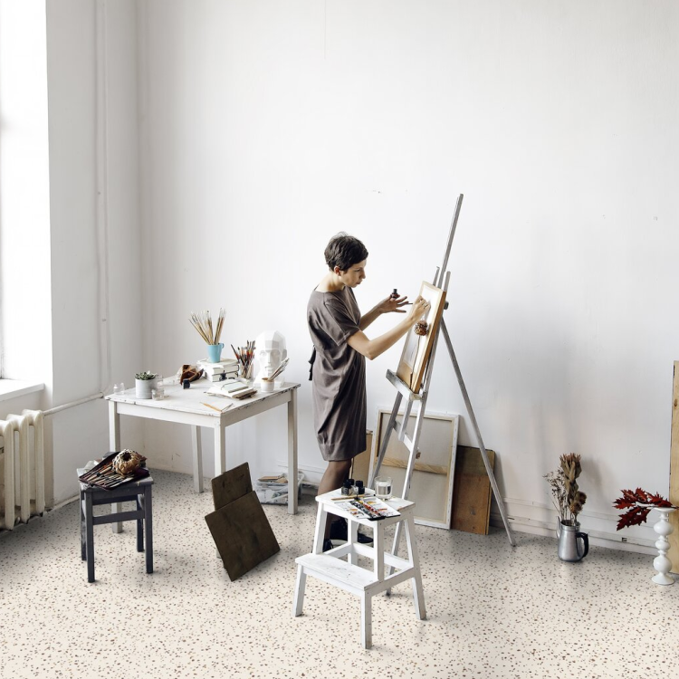 Dalle de sol PVC prête à poser sous-couche intégrée effet terrazzo felizia ocre GERFLOR - 3