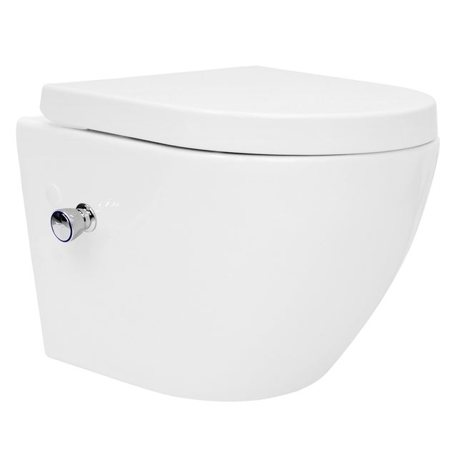 WC wiszące bez krawędzi nano powłoka funkcja bidetu krótkie ceramika biała