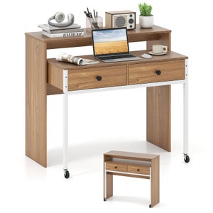 Scrivania portatile, scrivania per computer mobile ad altezza regolabile, carrello per computer con rotelle, piccola scrivania con ruote, tavolini per divano letto a forma di C, per piccoli spaz