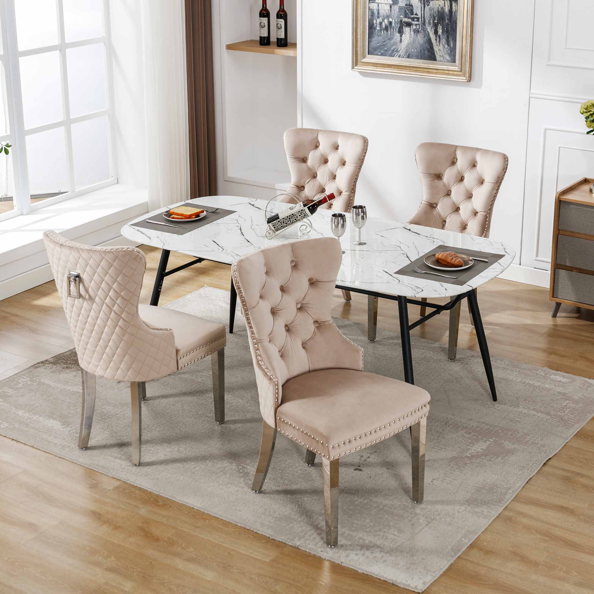 Sedia Da Pranzo Moderna  4 Pezzi , In Teddy, Con Gambe Metalliche E Cuscino Estraibile Colore Grigio 94555090