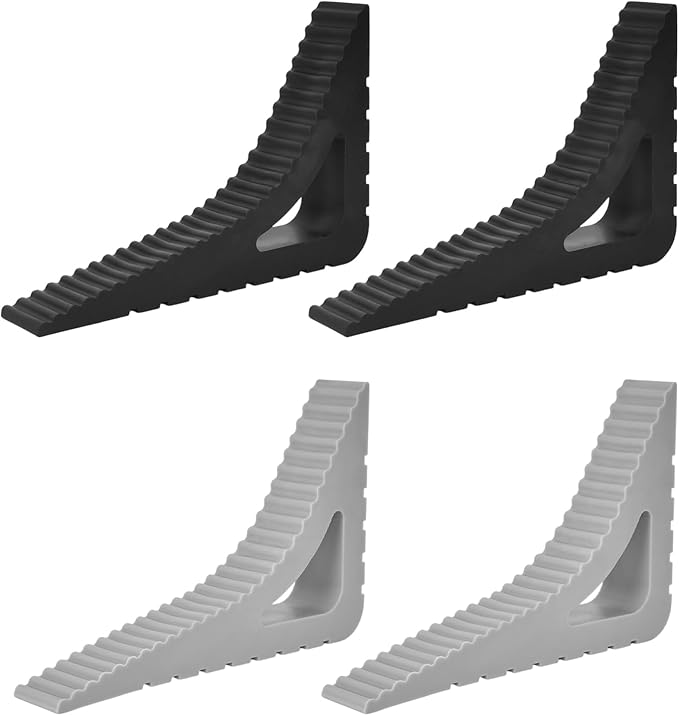 Zestaw 4 ograniczników do drzwi, klin antypoślizgowy, gumowy ogranicznik do drzwi, kompatybilny z ochroną ogranicznika do drzwi mobilnych (szary, czar