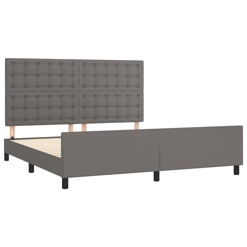 Cadre de lit sans matelas, gris, 160 x 200 cm, similicuir - 4