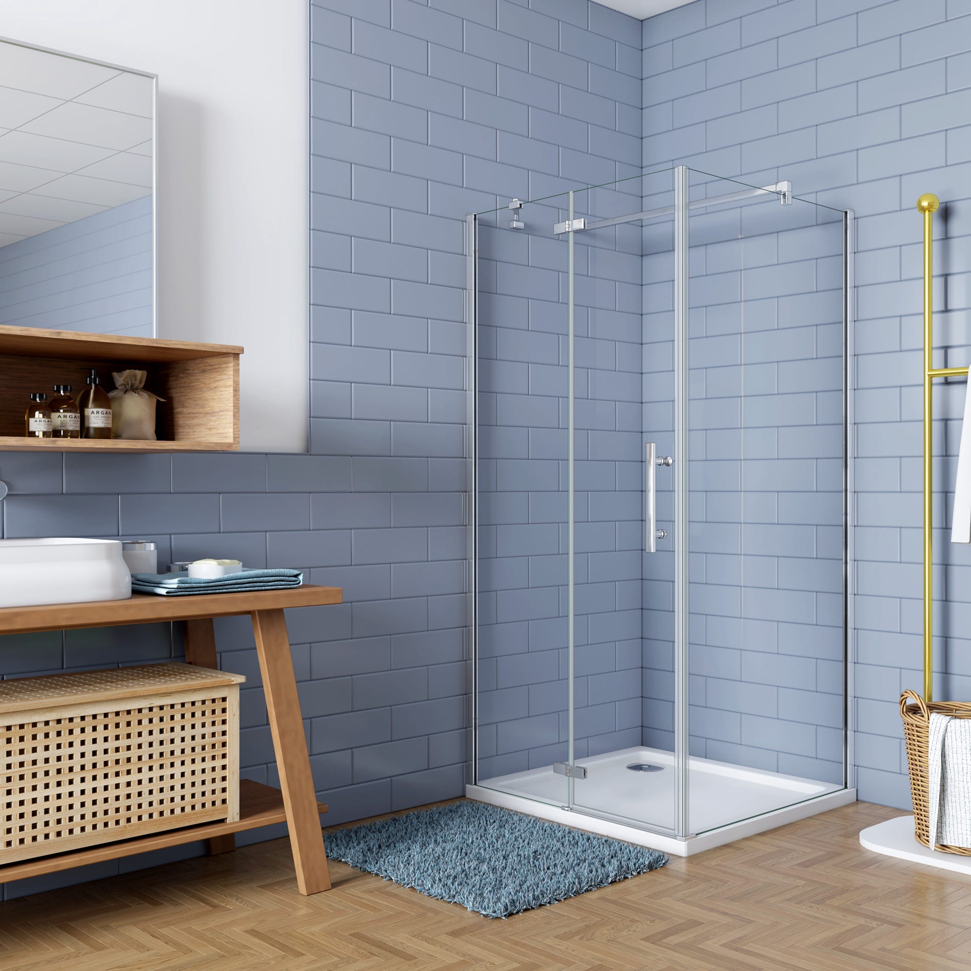 Tappetino da bagno angolare antiscivolo, assorbente Tappetino da bagno angolare antiscivolo, assorbente
