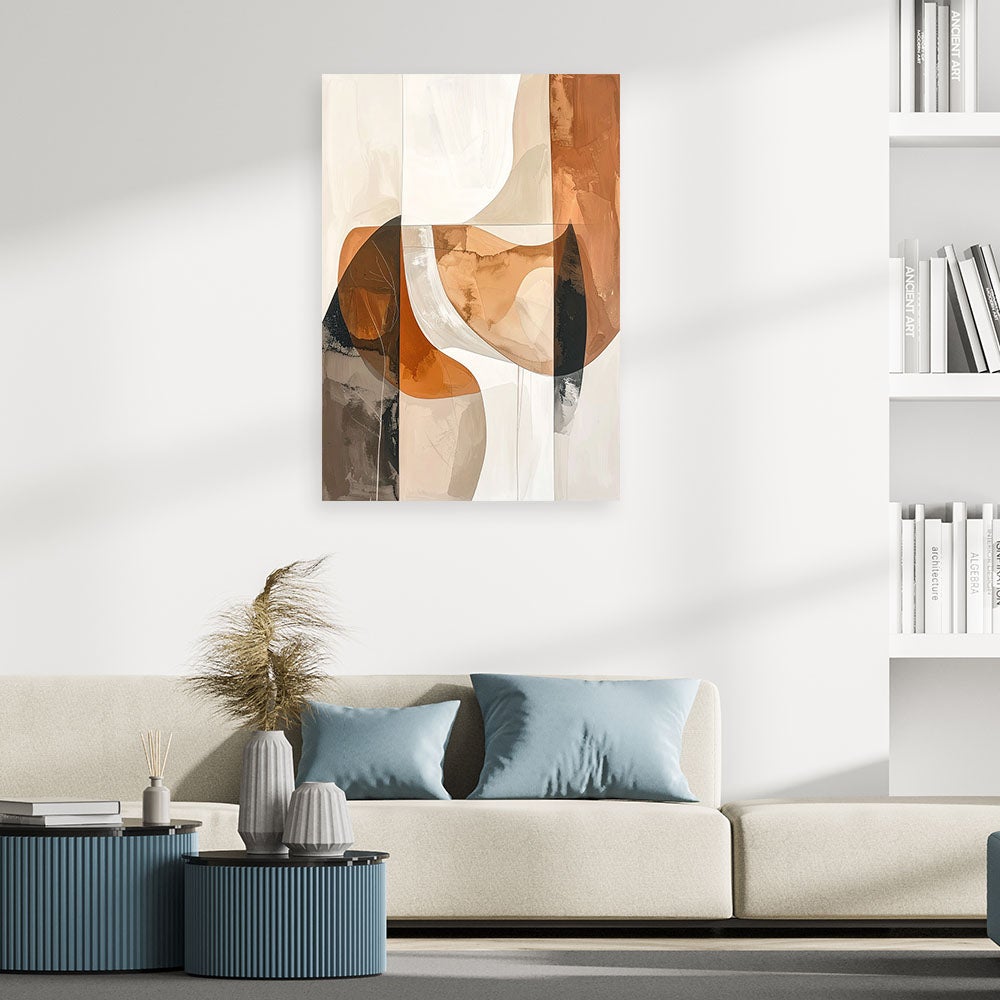 Obraz do salonu, Abstrakcja geometryczna nowoczesna dekoracja w beżowych odcieniach 80x120 - 2