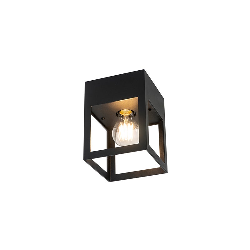 Qazqa nowoczesny plafon - Cela - czarny, kwadratowy, max. 40w, kompatybilny z żarówką LED, e27, 13.2cm oświetlenie wewnętrzne