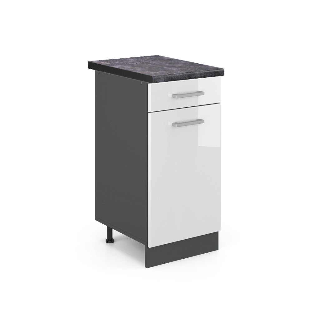 Vicco Szafka dolna do kuchni R-Line, Biały wysoki połysk, 40 cm , BP Antracyt