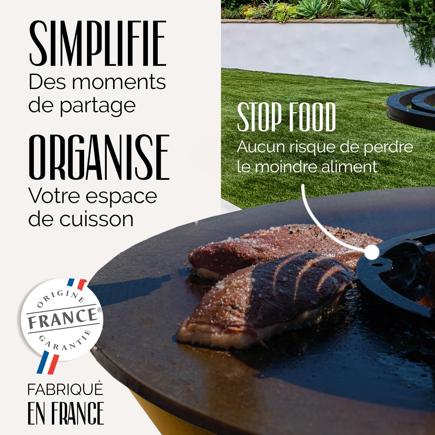 GRILL'CHIC - Pack Privilège Brasero Auvergnat Corten Normal Rond - Simple Cuve - Avec Bâche + Grille + Stop Food Inclus - 2
