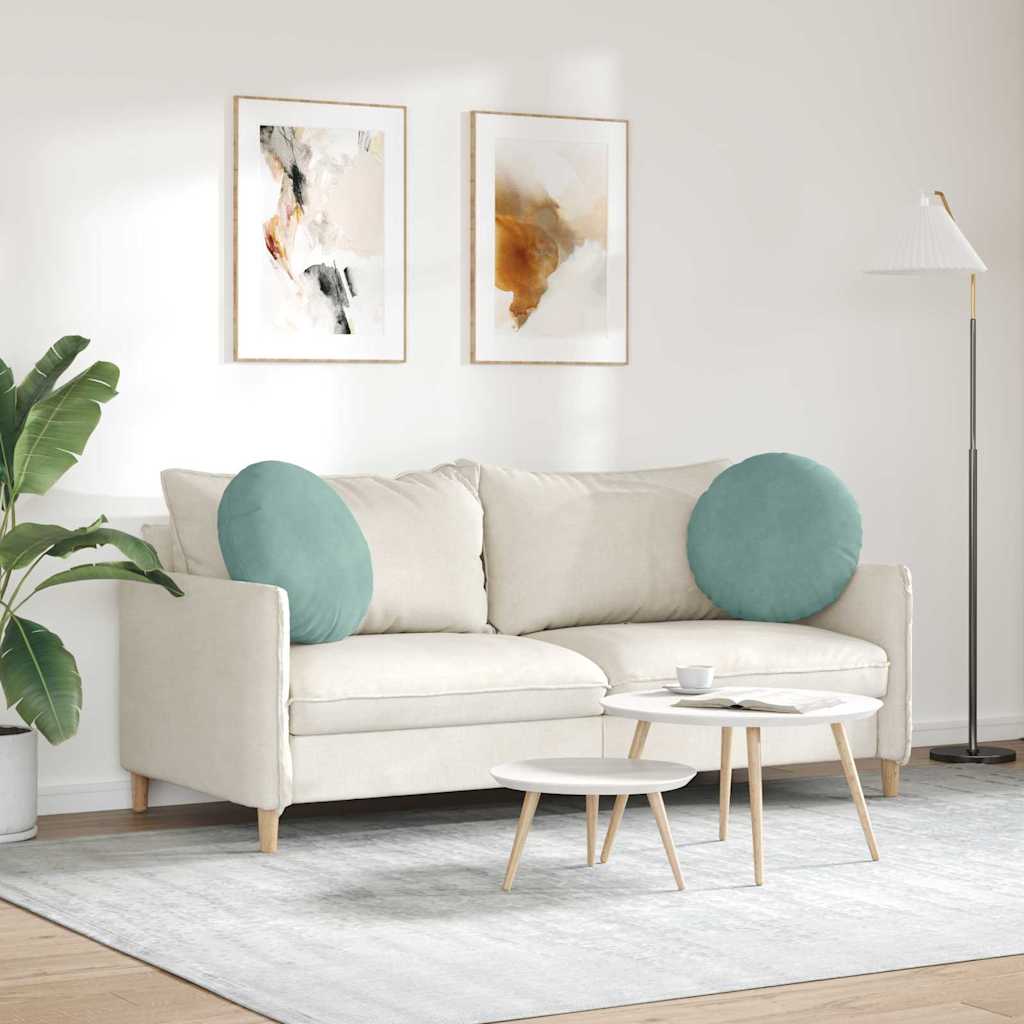 Cojines de asiento, 2 piezas, terciopelo, verde mar, Ø50 × 19 cm - 4