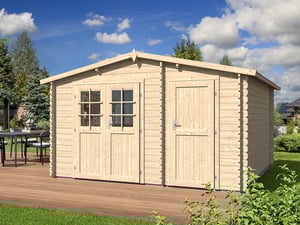 Abri de jardin en bois deux pans de 10,48m² avec 2 espaces