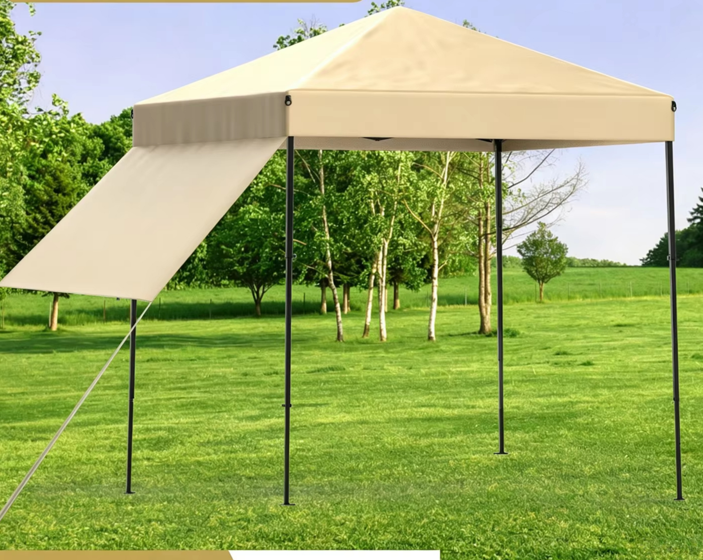 Carpa para jardín, toldo, cenador exterior, con paneles laterales de tela y bolsa de transporte, ideal para playas (2,5 x 2,5 m, beige)