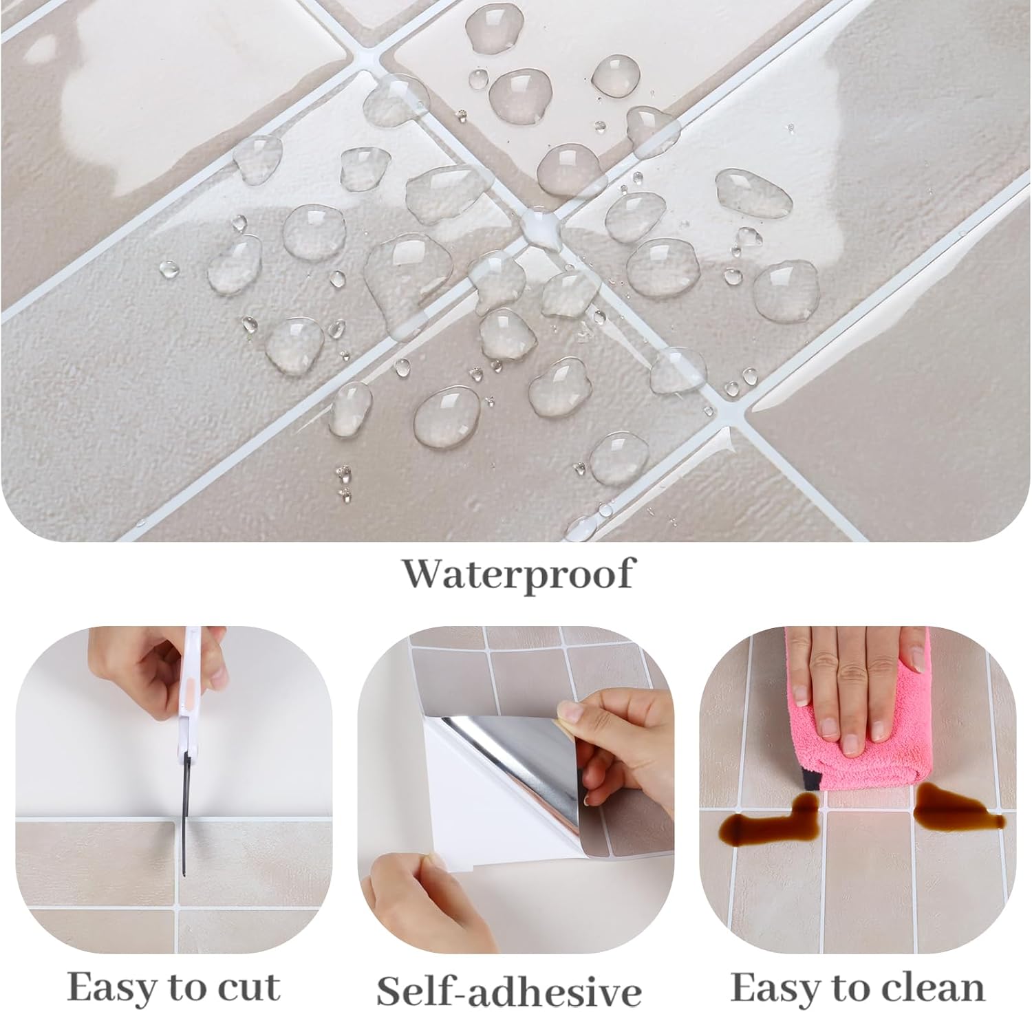 Crédence Adhésive 3D Kaki Clair - 5 Revêtements Imperméables et Personnalisables pour Rénovation Élégante des Murs de Cuisine - 4