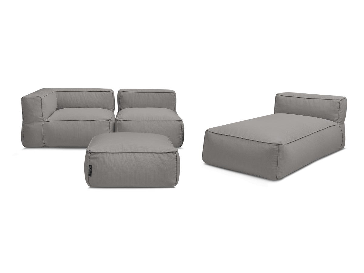 BOBOCHIC Canapé de jardin modulable GIULIA avec bâche de protection, 1 chauffeuse 1 place, 1 angle, 1 méridienne et 1 pouf Gris foncé - 7