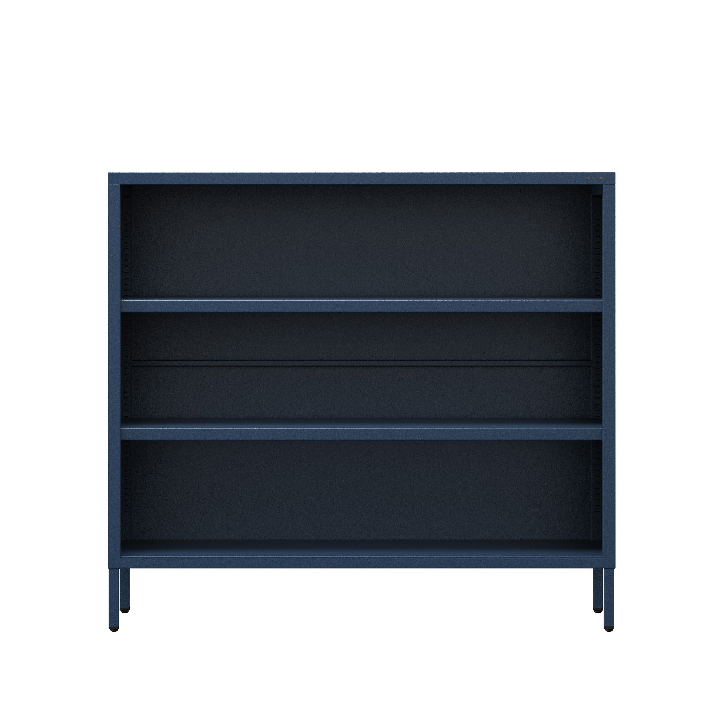 Estantería baja de metal LUCA | Mueble de almacenamiento infantil, salón, estilo industrial | 100 × 90 × 35 cm | Azul oscuro - 3